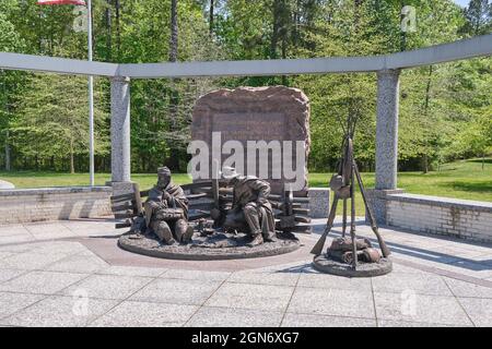 Une statue d'un soldat à l'entrée. Au parc historique de Pampelin et au musée national de la guerre de Sécession du soldat de la guerre de Sécession à Petersbourg, en Virginie Banque D'Images