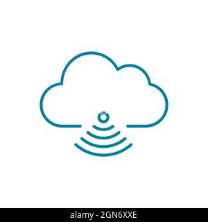 Icône de la ligne Wi-Fi du Cloud. Symbole du Cloud computing sans fil. Signal de réception ou de transmission. Accès à Internet. Infrastructure en tant que service, IaaS. Vecteur Illustration de Vecteur