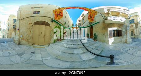 Vue panoramique à 360° de Rues de La Valette, Malte