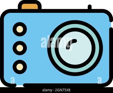 Icône du magnétoscope. Contour enregistreur vidéo vecteur icône couleur plat isolé Illustration de Vecteur