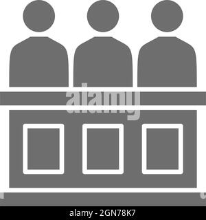Grayicon de procès avec jury. Isolé sur fond blanc Illustration de Vecteur
