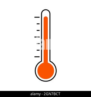 L'icône est un thermomètre rouge, le signe de la chaleur à haute température est la sieste chaude Illustration de Vecteur