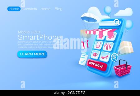 Écran mobile du smartphone Shoping, technologie d'affichage mobile. Illustration vectorielle Illustration de Vecteur