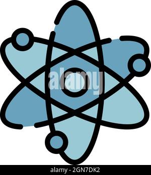 Icône atome et électrons. Contour atome et électrons vecteur icône couleur isolé plat Illustration de Vecteur