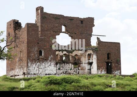 Dos du fort de Manjarsumbha ou Gadh, Ahmednagar, Maharashtra, Inde Banque D'Images