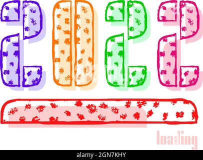 barre de chargement de la nouvelle année 2022 sur fond blanc. Citation drôle sur la nouvelle année 2022. Motif typographique pour l'affiche des fêtes d'hiver, imprimé t-shirt. V Illustration de Vecteur