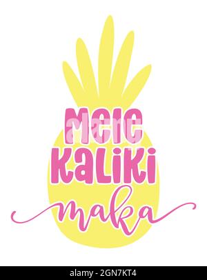 Mele Kalikimaka (Joyeux noël à Hawaï) - illustration vectorielle de l'ananas dessiné à la main et de l'expression de Noël en forme d'ananas. Tiré à la main le Illustration de Vecteur