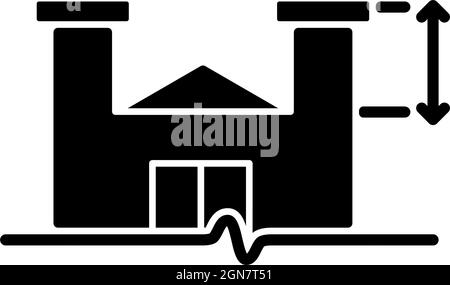 Hauteur minimale des murs de parapet icône de glyphe noir Illustration de Vecteur