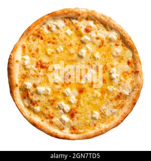 Pizza au fromage frais isolée Banque D'Images