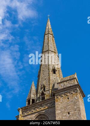 Le clocher, abbaye Saint-Sauveur, Redon (35600), Bretagne, France. Banque D'Images