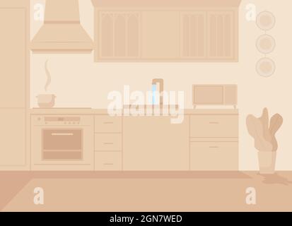 Illustration vectorielle beige monochrome couleur plate pour la cuisine Illustration de Vecteur