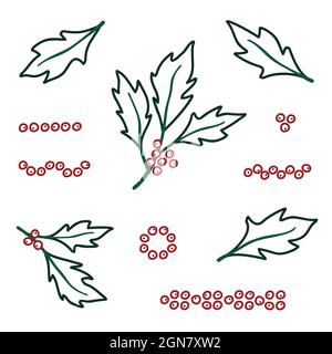 Ensemble d'arbres à houx de contour - illustration vectorielle Illustration de Vecteur