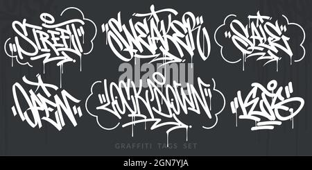 Résumé manuscrit Hip Hop urbain Street Art Graffiti style mots Vector Illustration Set Illustration de Vecteur