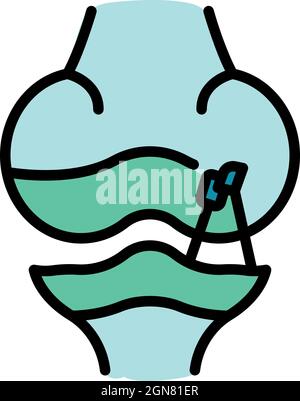 Icône d'implant de genou. Contour de l'implant du genou vecteur icône couleur isolé à plat Illustration de Vecteur