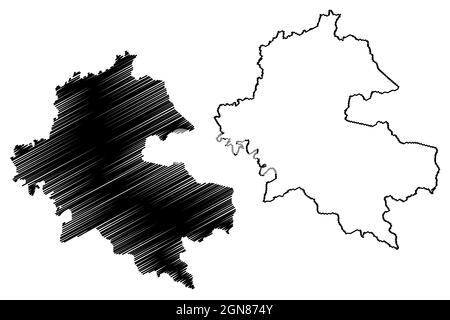 District de Deoria (État de l'Uttar Pradesh, République de l'Inde) carte illustration vectorielle, scribble sketch carte de Deoria Illustration de Vecteur