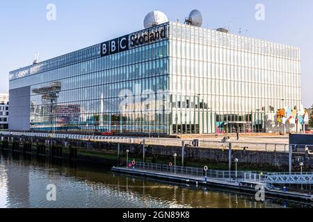 Le bâtiment BBC Scotland situé à côté de Bells Bridge, sur la rivière Clyde, à Glasgow, en Écosse, au Royaume-Uni Banque D'Images