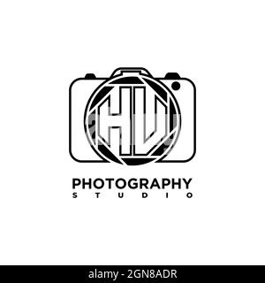 Hu logo lettre Photographie géométrique modèle de forme de caméra vecteur Illustration de Vecteur