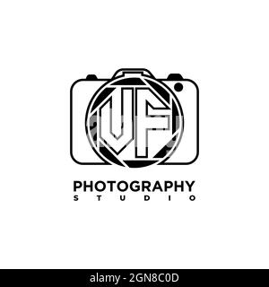 VF logo lettre Photographie géométrique modèle de forme de caméra vecteur Illustration de Vecteur