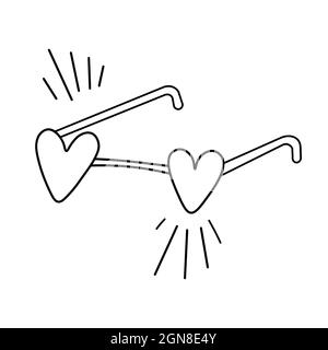 De jolis verres en forme de coeurs. Illustration vectorielle de style doodle isolée sur fond blanc. Concept de la Saint-Valentin pour une carte postale ou une pos Illustration de Vecteur