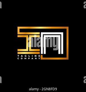 DANS logo lettre monogramme ligne vecteur doré modèle. Société de monogramme d'affaires Illustration de Vecteur