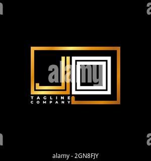 JO logo lettre monogramme ligne de forme doré modèle vectoriel. Société de monogramme d'affaires Illustration de Vecteur