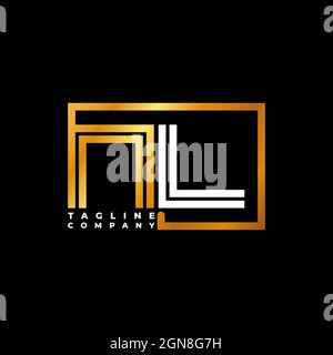 NL logo lettre monogramme ligne de forme doré modèle vectoriel. Société de monogramme d'affaires Illustration de Vecteur