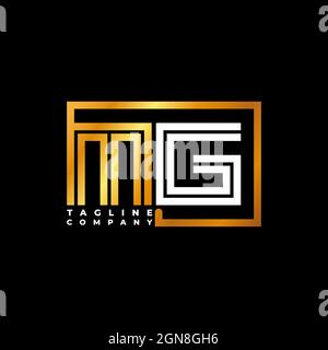 LOGO MG lettre monogramme ligne de forme modèle vectoriel doré. Société de monogramme d'affaires Illustration de Vecteur