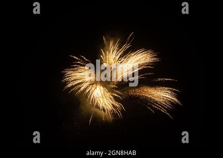 Feux d'artifice lumineux dans le ciel nocturne Banque D'Images