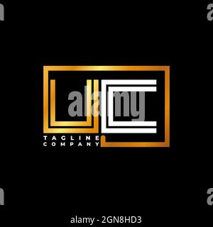 Logo UC lettre monogramme ligne de forme doré modèle vectoriel. Société de monogramme d'affaires Illustration de Vecteur