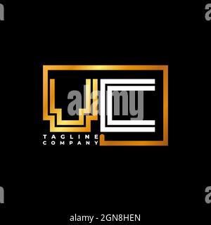 Logo VC lettre monogramme ligne de forme modèle vectoriel doré. Société de monogramme d'affaires Illustration de Vecteur