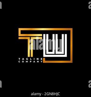 TW logo lettre monogramme ligne de forme Golden Vector modèle. Société de monogramme d'affaires Illustration de Vecteur