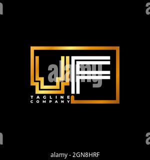 VF logo lettre monogramme ligne de forme Golden Vector modèle. Société de monogramme d'affaires Illustration de Vecteur