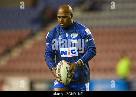 Robert Lui (6) de Leeds Rhinos pendant le pré-match d'échauffement dans, le 9/23/2021. (Photo de Craig Thomas/News Images/Sipa USA) crédit: SIPA USA/Alay Live News Banque D'Images