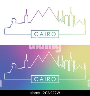 Horizon du Caire. Style linéaire coloré. Fichier vectoriel modifiable. Illustration de Vecteur