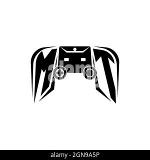 Mt logo initial eSport gaming. Modèle vectoriel de style de forme de console de jeux Illustration de Vecteur