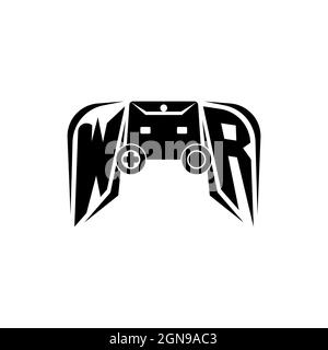 WR logo de jeu eSport initial. Modèle vectoriel de style de forme de console de jeux Illustration de Vecteur