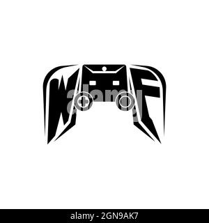 Logo WF initial eSport gaming. Modèle vectoriel de style de forme de console de jeux Illustration de Vecteur