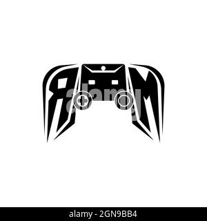 Logo de jeu initial de RM eSport. Modèle vectoriel de style de forme de console de jeux Illustration de Vecteur