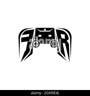 FR logo de jeu eSport initial. Modèle vectoriel de style de forme de console de jeux Illustration de Vecteur