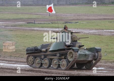 Char japonais de type 95 Ha-Go WW2, lors d'une démonstration au Bovington Tank Museum, Dorset, Royaume-Uni Banque D'Images