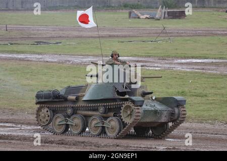 Char japonais de type 95 Ha-Go WW2, lors d'une démonstration au Bovington Tank Museum, Dorset, Royaume-Uni Banque D'Images