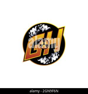 GH logo monogramme avec forme de crâne dessins modèle vecteur icône moderne Illustration de Vecteur