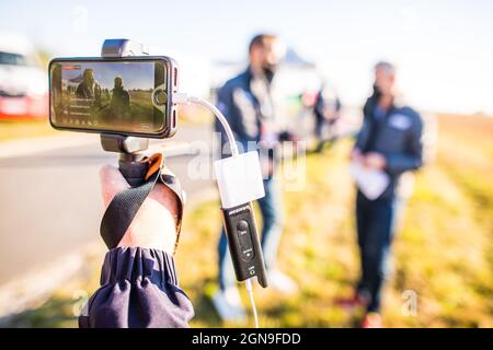 Savigny-sur-Braye, France. 23 septembre 2021. Diffusion en direct pendant le Rallye coeur de, France., . du 23 au 25 septembre à Savigny-sur-Braye, France - photo Bastien Roux/DPPI crédit: DPPI Media/Alamy Live News Banque D'Images