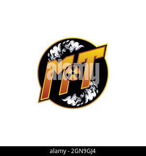 Mt logo Monogramme Gaming avec gaz formes modèles vecteur icône moderne Illustration de Vecteur