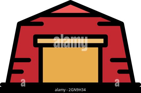 Icône hangar. Contour hangar vector icône couleur plat isolé Illustration de Vecteur