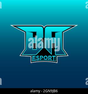 Logo BA eSport initiale de jeu avec modèle vectoriel de couleur bleu clair Illustration de Vecteur