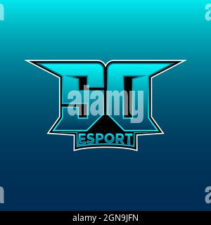 Logo SD eSport initiale de jeu avec modèle vectoriel de couleur bleu clair Illustration de Vecteur