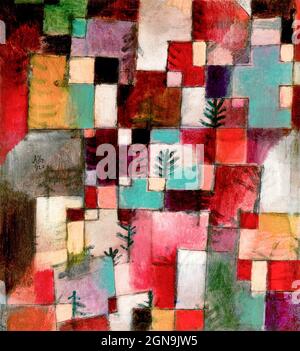 Rythmes vert rouge et jaune violet (1920) de Paul Klee. Banque D'Images