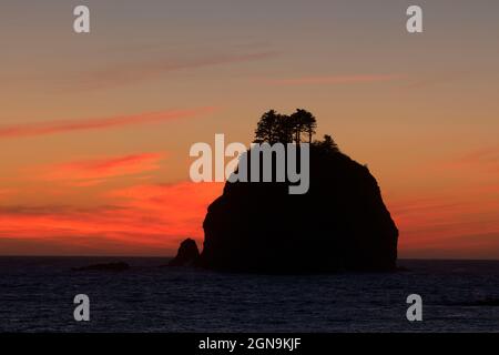 Seastack Dusk, la Push, Quileute Indian Reservation, Washington Banque D'Images