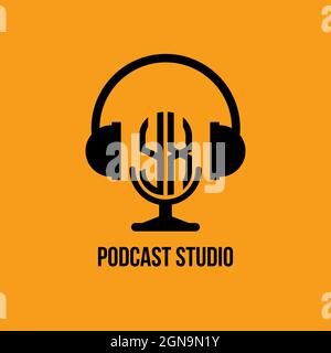 Logo YX Monogram lettre casque et microphone style vectoriel, logo Podcast Studio Illustration de Vecteur